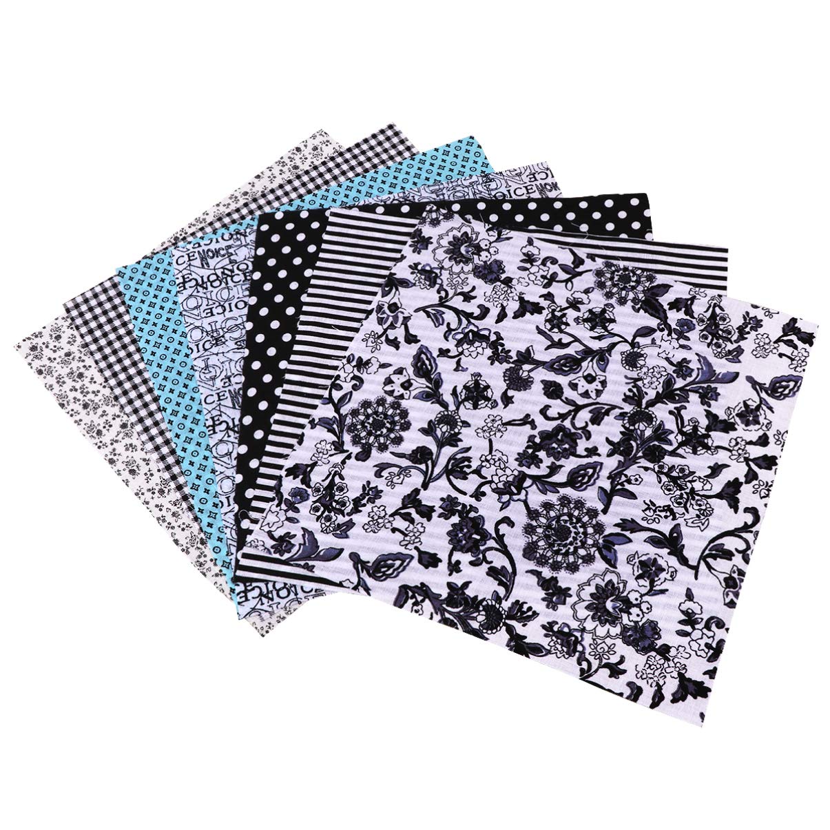 Healifty 14pcs Floral Cotton Fabric Bundle Squares Quilting Sewing Patchwork Cloths for Patchwork Sewing DIY Scrapbooking Artcraft (Black)