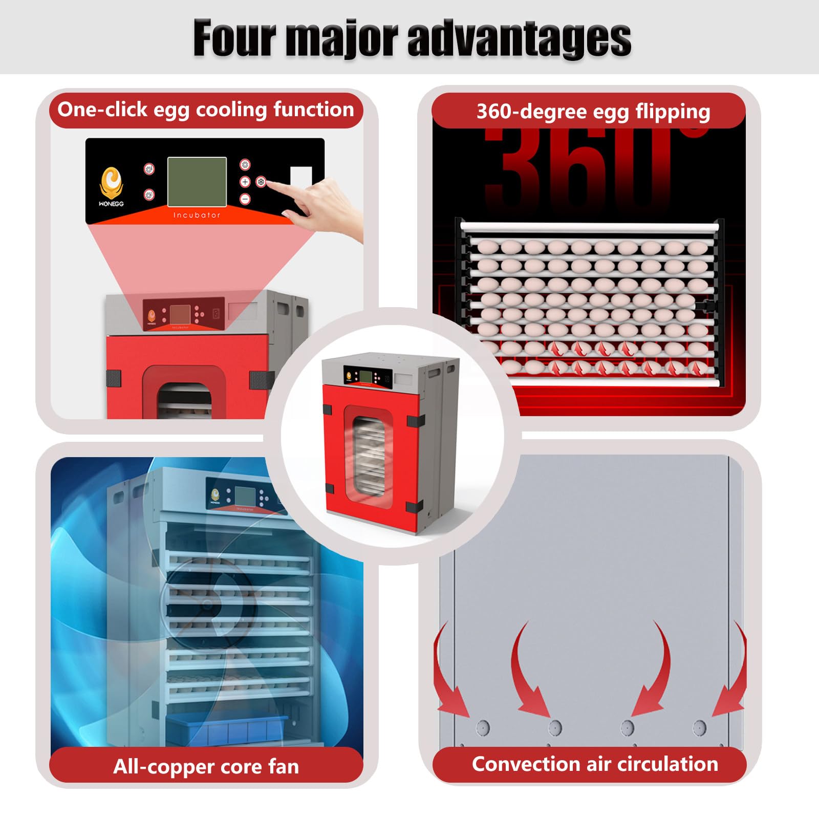 Incubadora Industrial de 400 Huevos, Gran Incubadora de Aves de Corral, Rotación Automática de Huevos, Control de Temperatura y Humedad, Incubadora de Alta Capacidad, para la Ganadería