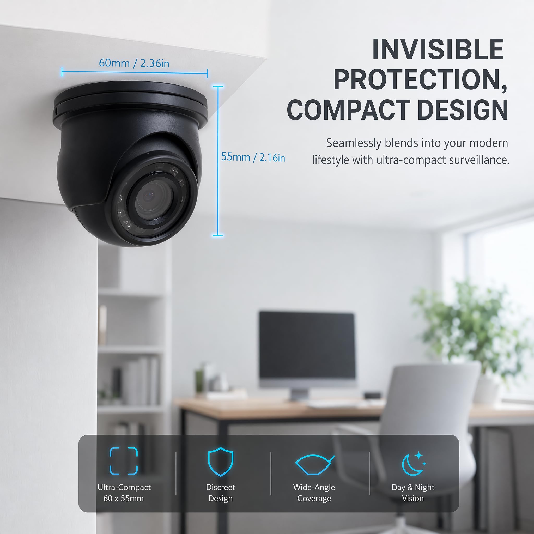 AHD TVI CVI Analogico Mini Telecamera Dome 1080P Telecamera di Sicurezza Impermeabile IR Dome 2MP 4 in 1 Hybrid 2.8mm Visione Notturna Infrarossi CCTV Videosorveglianza HD Over Coax Nero