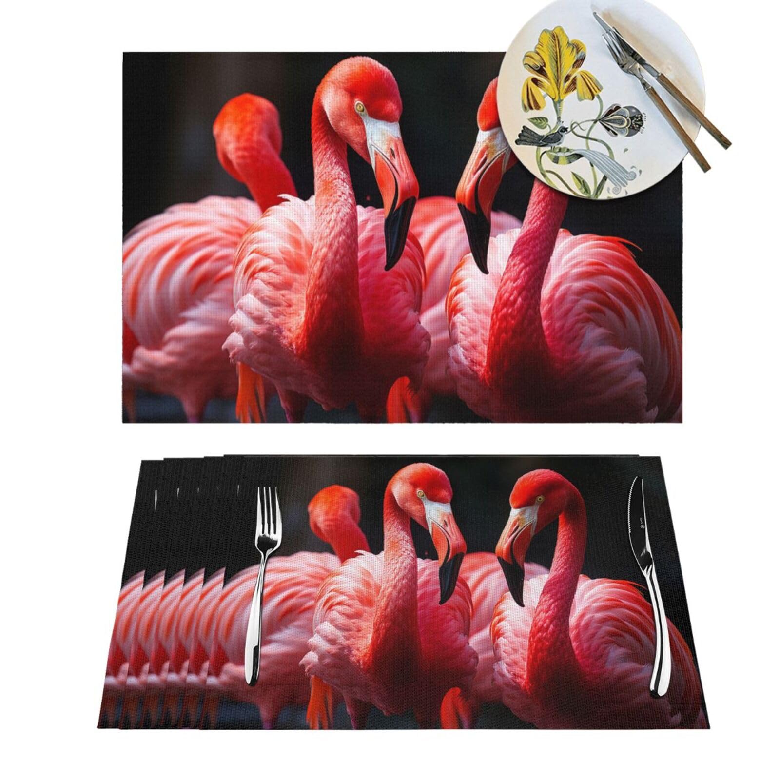 Set de table flamant rose pour repas en terrasse et intérieur chic