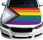 Pride Rainbow Flag Car Hood Cover, Universal Fit for Car, SUV, or Van | 4X5 Ft Polyester Elastic Fabrics