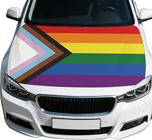Pride Rainbow Flag Car Hood Cover, Universal Fit for Car, SUV, or Van | 4X5 Ft Polyester Elastic Fabrics