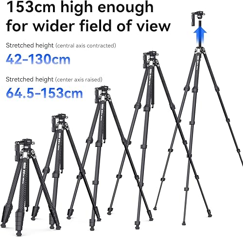 Miniatura 3 de ULANZI TT08 Trípode de cámara de fibra de carbono con garra Montaje de cámara DSLR de liberación rápida Cabeza de bola panorámica de 360  con