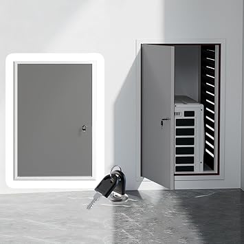 8-24 inch Crawl Space Door with Keys, Air Conditioner Outside Unit Access Panel, White/Gray Outdoor Kitchen Doors for Cabinet/AtticGray,W25xH45cm/10 x18
