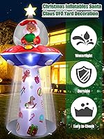 Vista 6 de Kalolary Inflables de Navidad de 8 pies para decoración al aire libre, OVNI inflable con Papá Noel, decoración de patio, luces LED integradas