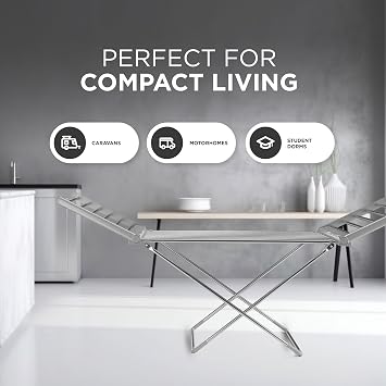 DMD Collective - Heated Clothes Airer, Electric Clothes Dryer Indoor | 20 Heated Bars, 15kg Capacity, Foldable Wings, Large Capacity, Energy-Efficient, Low Wattage 230W