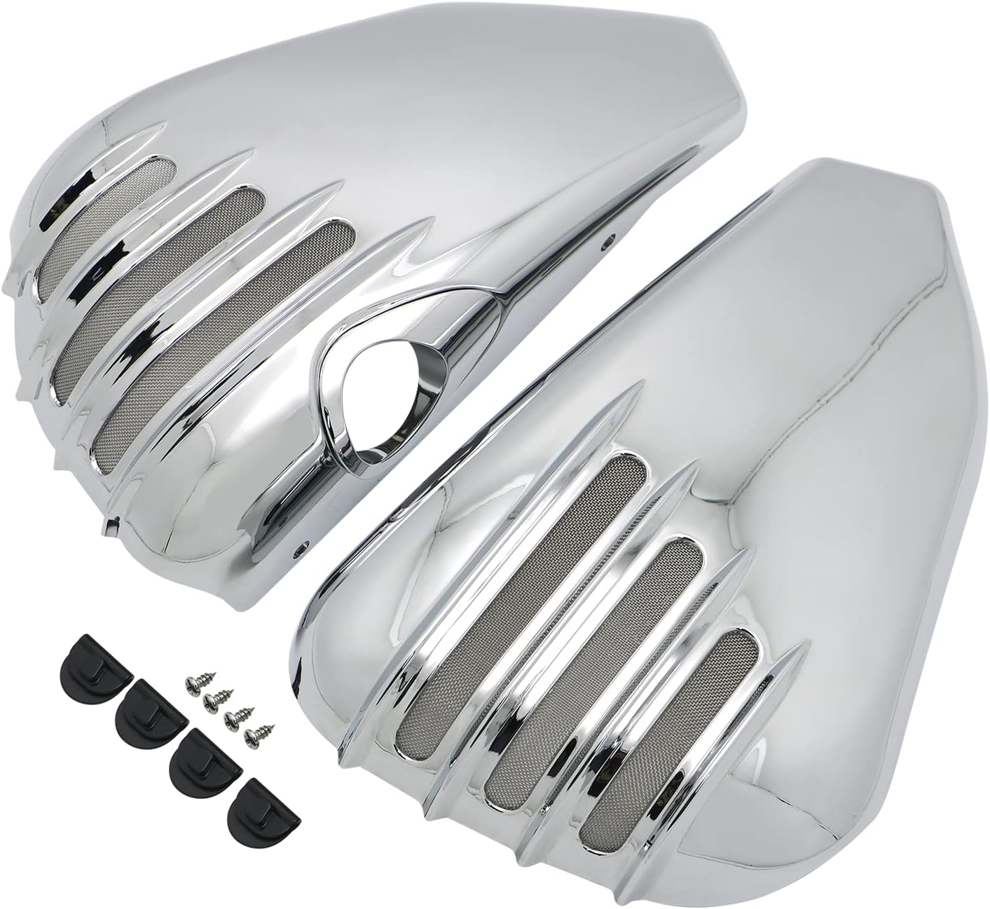 Motorcycle ABS Left & Right Engine Fairing Battery Side Covers for Harley 2014-2022 Sportster XL883 XL1200 883 1200 Forty Eight Seventy Two (Chrome)