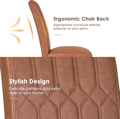 Miniatura 4 de VECELO Juego de 4 sillas de comedor tapizadas, modernas Parsons de piel sintética, patas de madera maciza con almohadillas de goma, para sala de