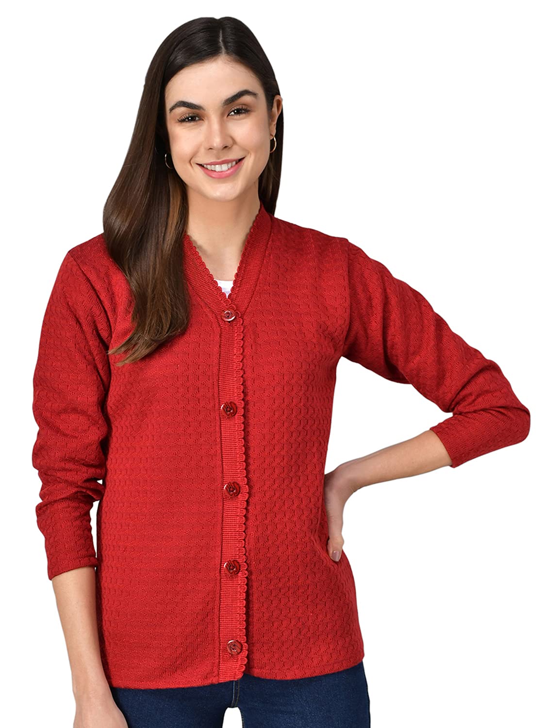 ekools Women's Winterwear Woolen Sweaters (Honey12-Maroon, 3XL), V-Neck-picture-53