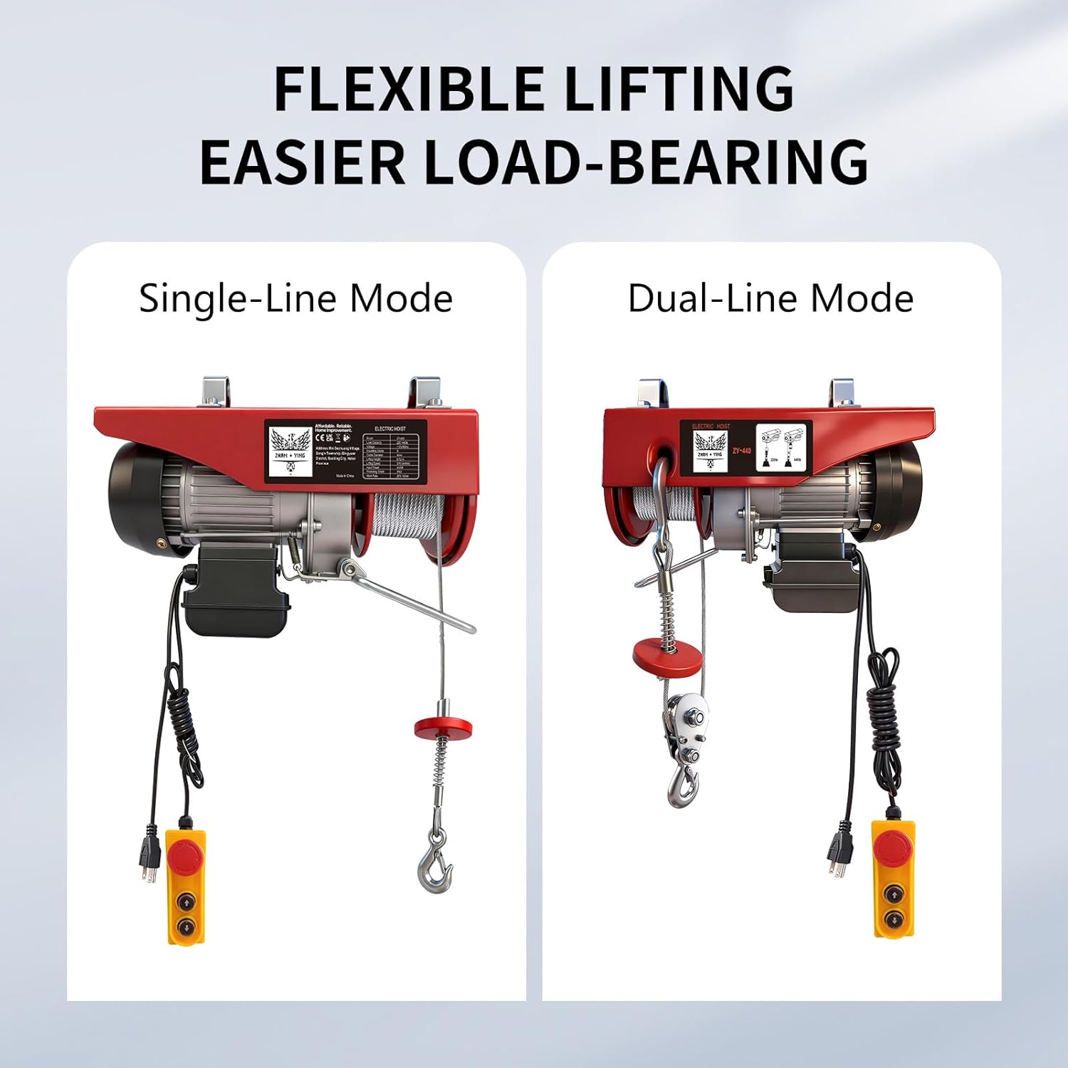 Electric Hoist, 440 lbs Material Handling Tool, 110V Electric Winch with 14ft Wired Remote Control，Lift Hoist for Factories, Warehouses, Construction Site, Attic