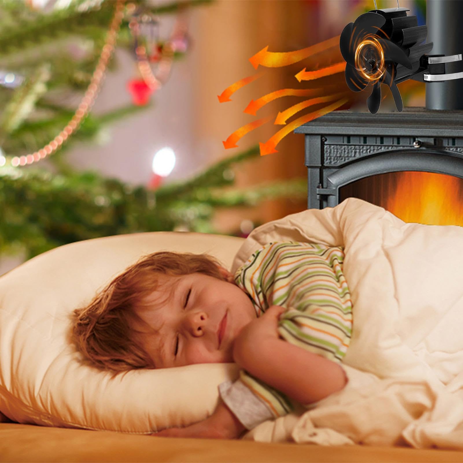 Ventilatore Per Caminetto Con Stufa A Legna Ventilatore Termico Silenzioso | Ventilatore Per Stufa Per Stufe A Pellet, , Riscaldamento Invernale Stanza Casa Baita C