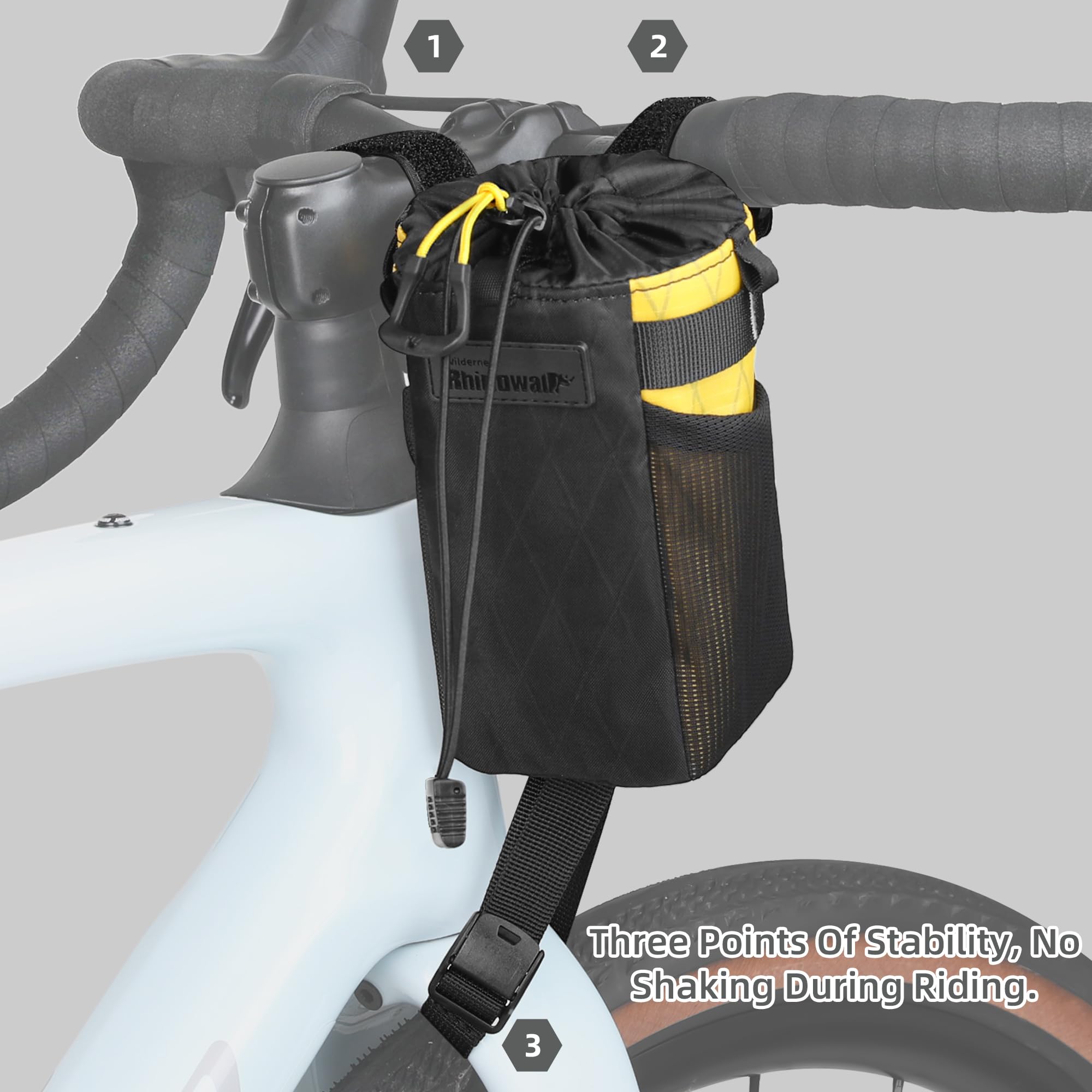 Fahrrad Flaschenhalter Tasche, Wasserdicht & Isoliert, Schnellverschluss, 3-Punkt-Befestigung, Drainagesystem, Seitentaschen – Ideal für MTB, Gravel und Rennrad (Schwarz)
