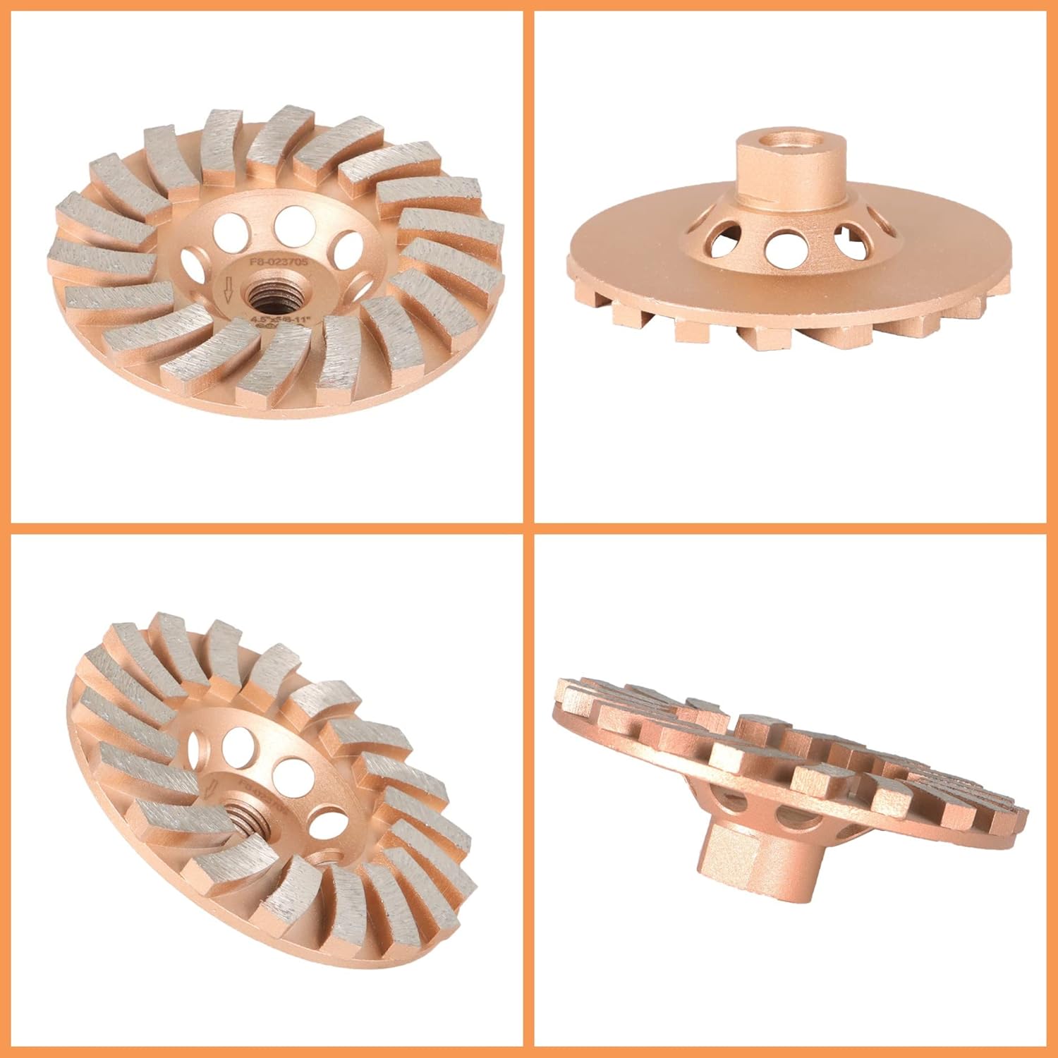 4-1/2 Inch Diamond Grinding Wheels, 18 Turbo Concrete Turbo Diamond Grinding Cup Wheels 5/8inch-11 Arbor