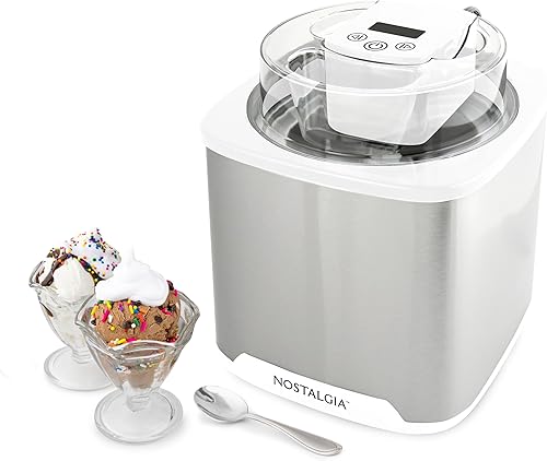 Nostalgia Máquina eléctrica de helado de 2 cuartos de galón  Haz helado casero, helado, sorbete y yogur congelado  No necesita salhielo, controles