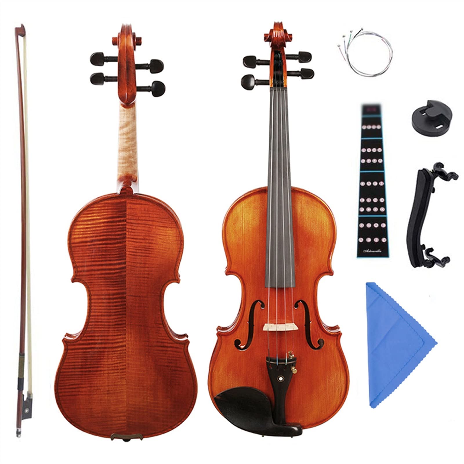 4/4 Skrzypce Instrument Muzyczny Spruce Wood Acoustic Fiddle Z Etui Bow Shoulder Rest Akcesoria Zestaw Początkujące Skrzypce