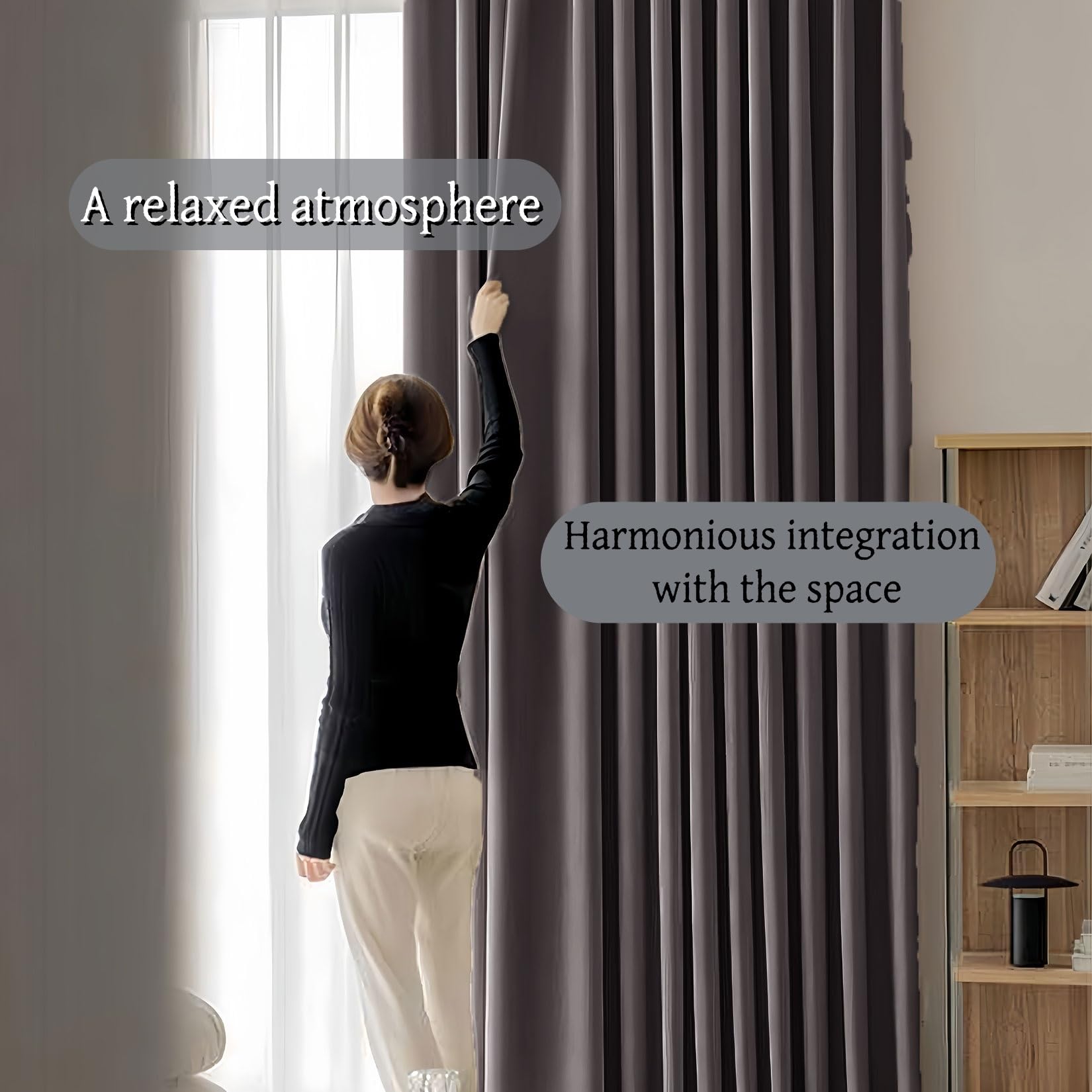 Rideau Occultant Thermiques 120 x 160 cm Isolation Lumiere Anti UV Rideaux Salon Thermique Anti Froid, avec Œillets Decoration de Salon Masion Chambre, Gris Foncé