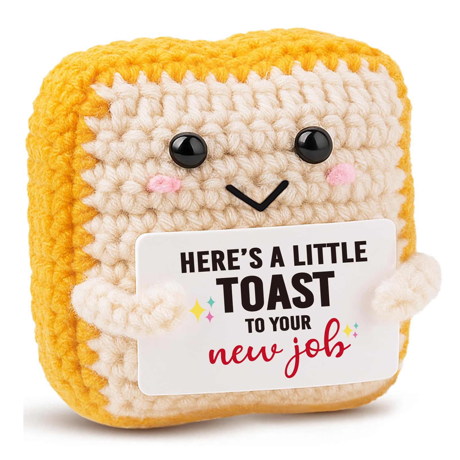 Nymora New Job Gift - Handmade Crochet Toast Congratulations Gifts for New Job, Promotion, Farewell, Going Away - Emotional Support Crochet Plush, Cute Desk Accessory Leaving Gifts for Women men