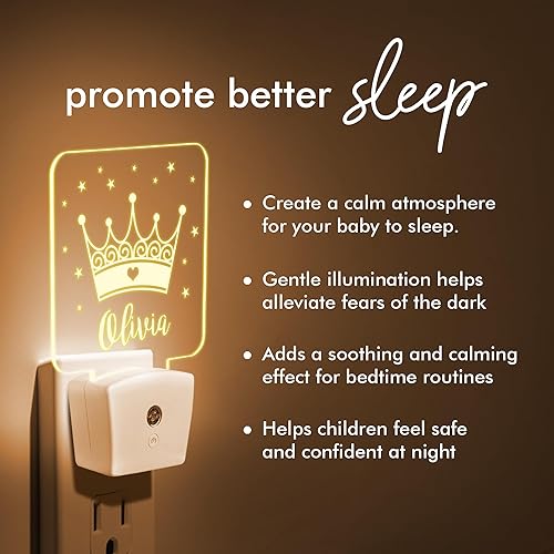 Miniatura 2 de Luces nocturnas personalizadas enchufables a la pared para dormitorio de niños con sensor de encendidoapagado automático, luz nocturna LED blanca