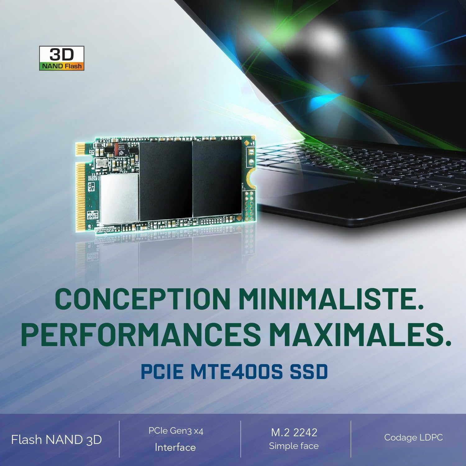 Transcend MTE400S SSD NVMe PCIe Gen3 x4 M.2 2242 512GB - TS512GMTE400S