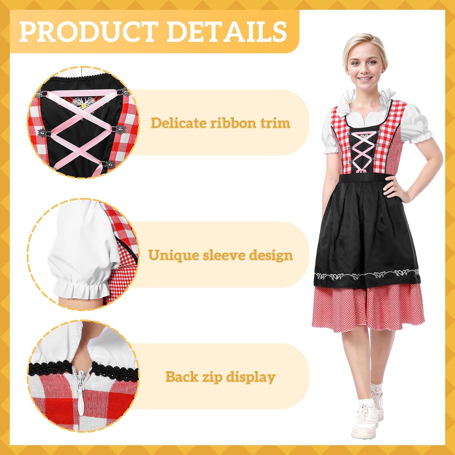 Dirndl Dresses Women, Oktoberfest Outfits October Festival Costume for Women Dirndl Dress with Apron - Image 4