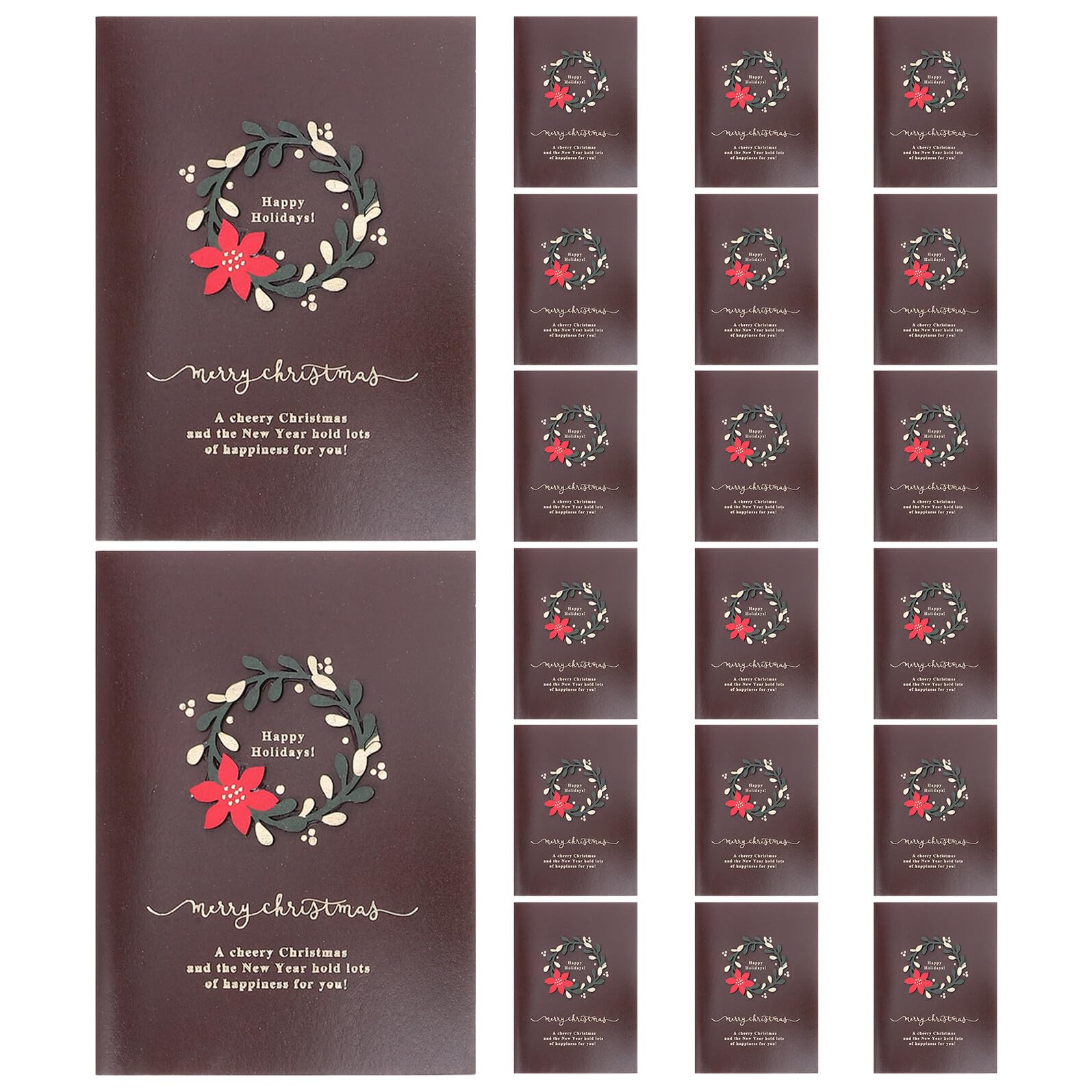 20 Ensembles Cartes De Voeux Vierges Cartes De Noël Dark Brown