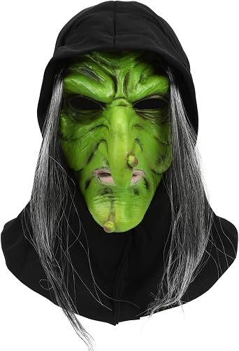 Evil Witch Mask Scary Halloween Mask Old Lady Realistic Face Mask Creepy Latex Helmet Masquerade Cosplay Props