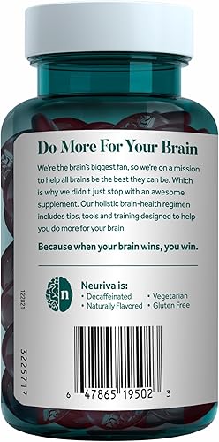 Miniatura 10 de NEURIVA Suplemento cerebral Plus para memoria, enfoque y concentración + función cognativa con vitaminas B6 y B12 y Nootrópicos clínicamente