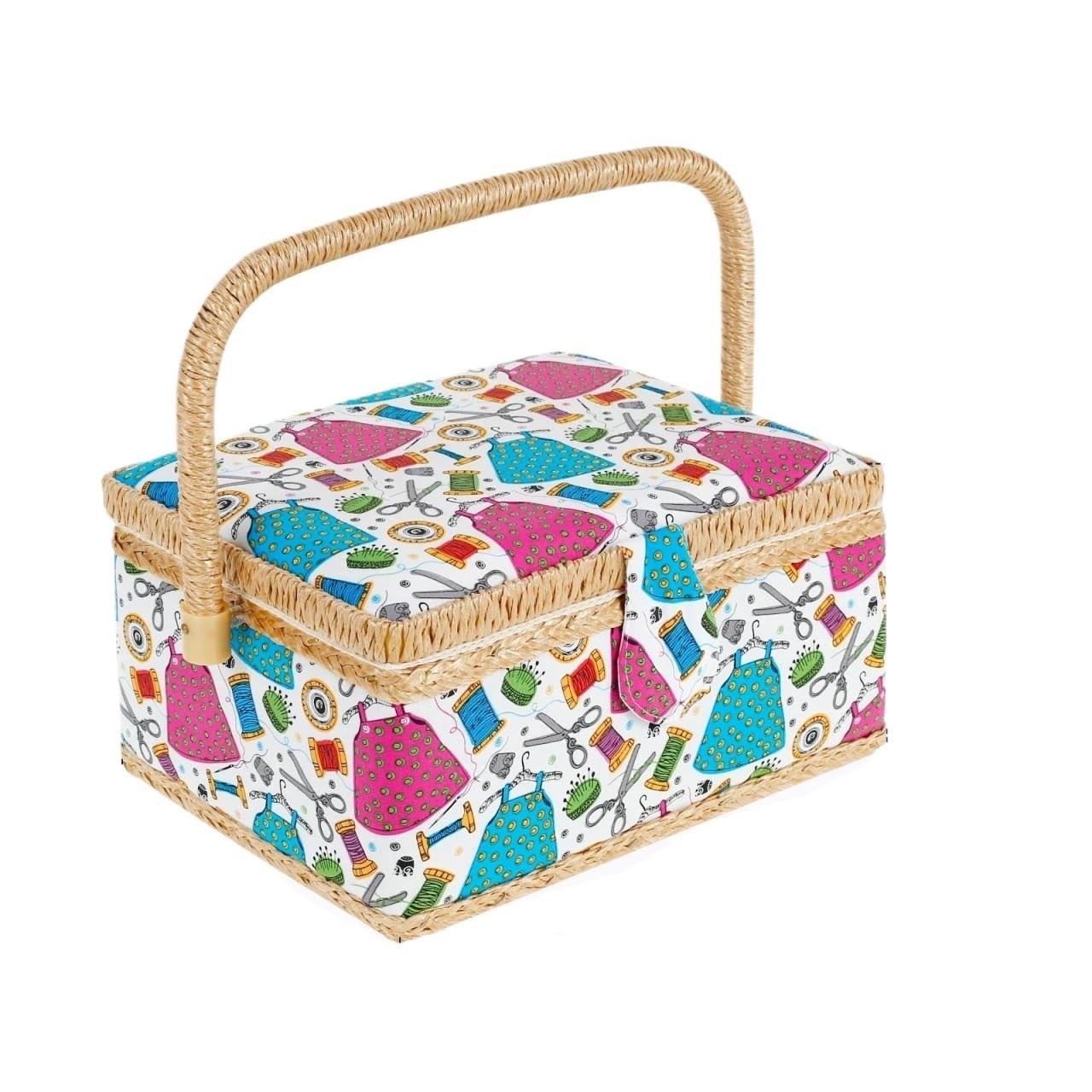 Cesta de Coser Sewing Basket With Removable Tray Practical Organizer Portable Storage Box(Color2)