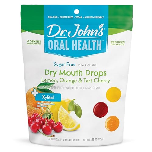 Dr. John's Oral Health - Caramelos sin azúcar, gotas saludables para la boca seca con cero azúcar, aperitivos bajos en calorías, dulces duros aptos