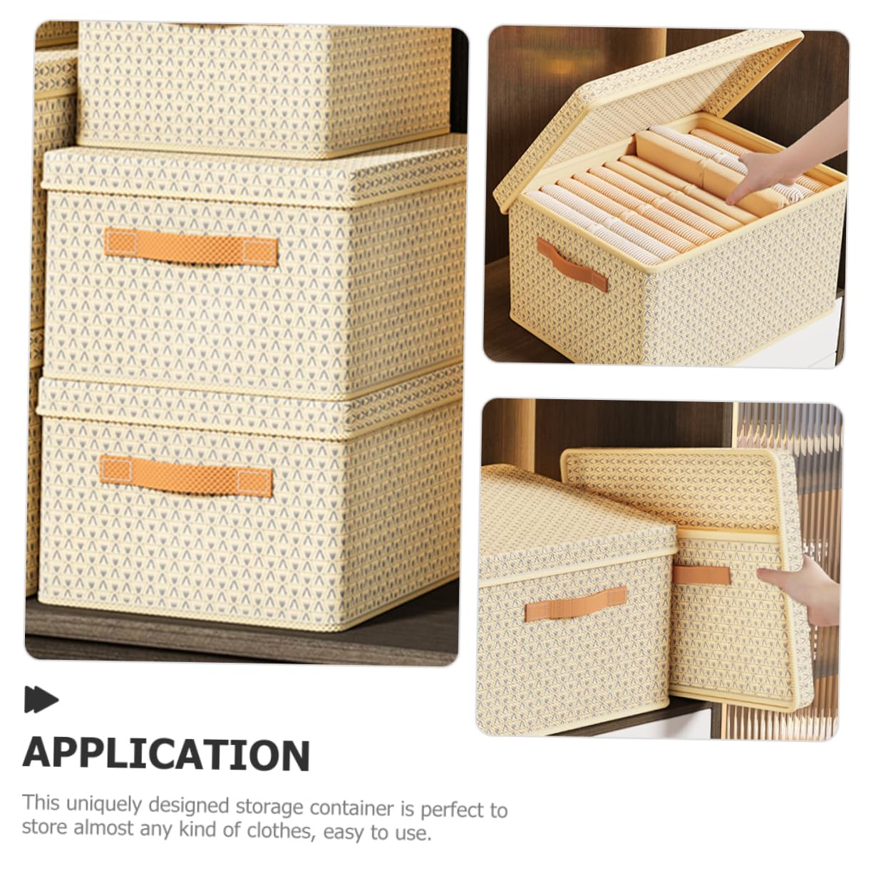 STOBAZA Caja de Almacenamiento Tapa y Asas Grande Beige Plegable