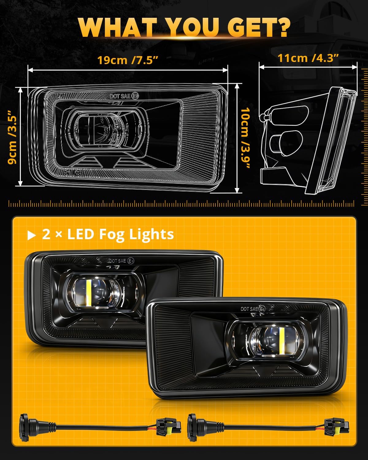 Auxbeam 60W LED fog lights Lamps with DRL, Bumper Fog Lights for Chevy Silverado 2008-2014 Suburban Tahoe 2007-2015 Avalanche 2007-2013 GMC Sierra Yukon, Dot Approved, IP67 Waterproof, Black, Pair