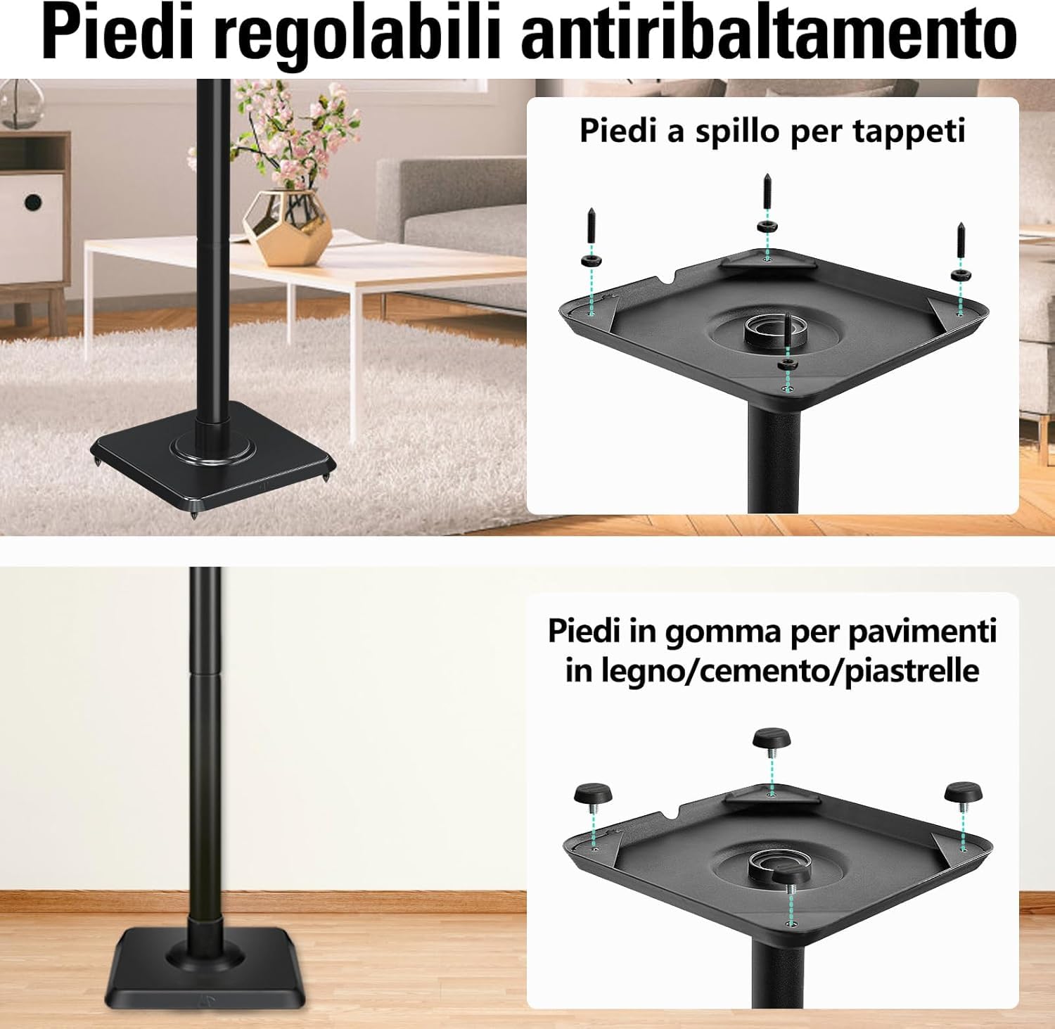 Mounting Dream Supporto altoparlante regolabile altezza per satelliti 5 kg set 2