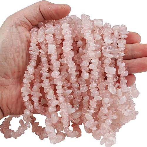Cuentas de cuarzo rosa de 0.197-0.315 in para la fabricación de joyas, cuentas sueltas de cristal curativo de forma irregular, 66 pulgadas