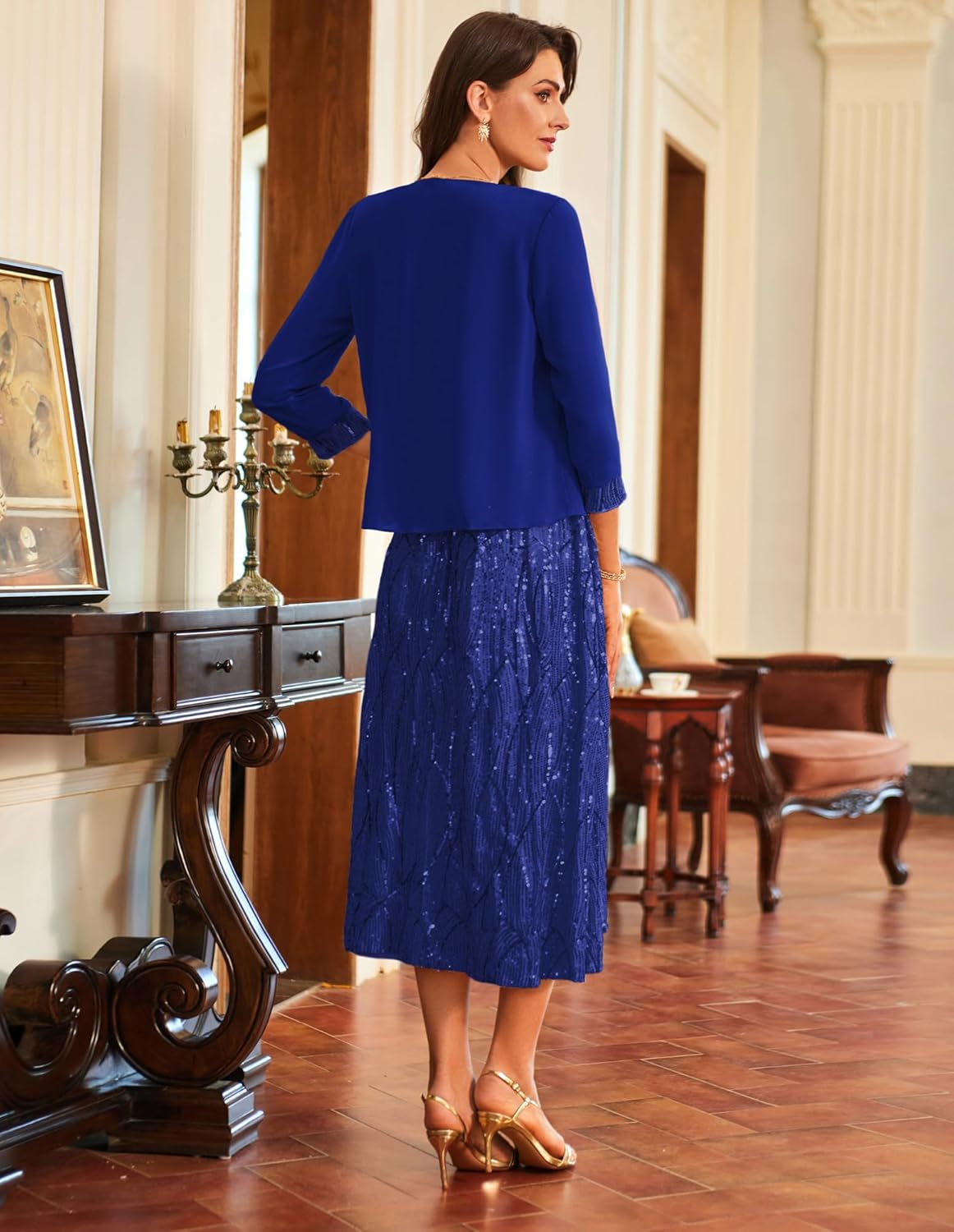 GRACE KARIN 2025 Women's Two Piece Sequin Dress with Jacket Mother of The Bride Dresses Homecoming Wedding Guest Dresses - Image 5