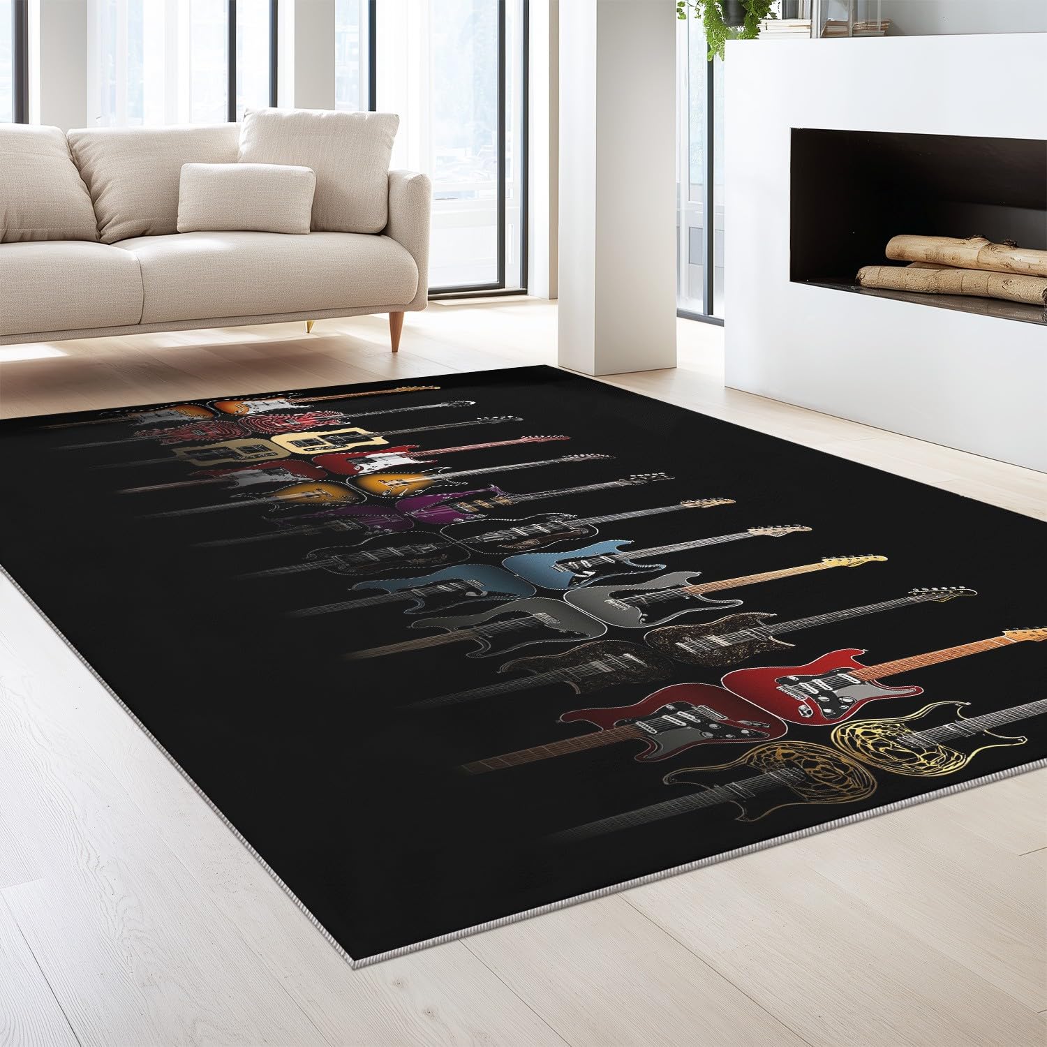 Générique Tappeto lavabile macchina musica rock 120 x 180 cm tappetino antiscivolo pesante strumento in metallo chitarra elettrica soggiorno camera da letto cucina ingresso sala relax sotto letto