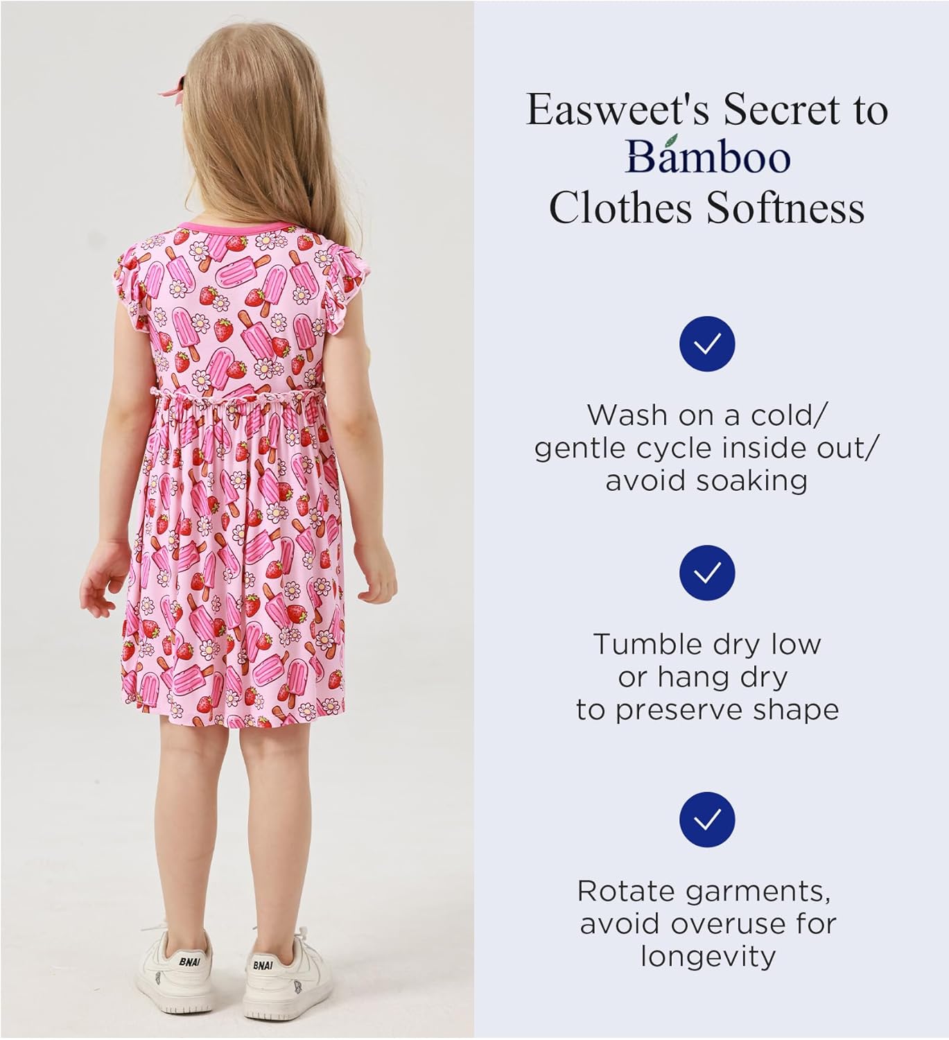 Bamboo Viscose Toddler Girl Dresses Ruffle Short Sleeve Girls Summer Dress - Image 6