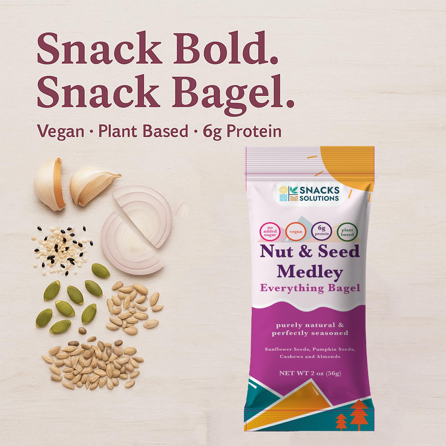 Snacks Solutions Nut and Seed Medley (2 oz - Pack of 8, Variety Pack) Natural and Perfectly Seasoned, Sunflower Seeds, Pumpkin seeds, Cashews and Almonds, Kosher and Gluten Free