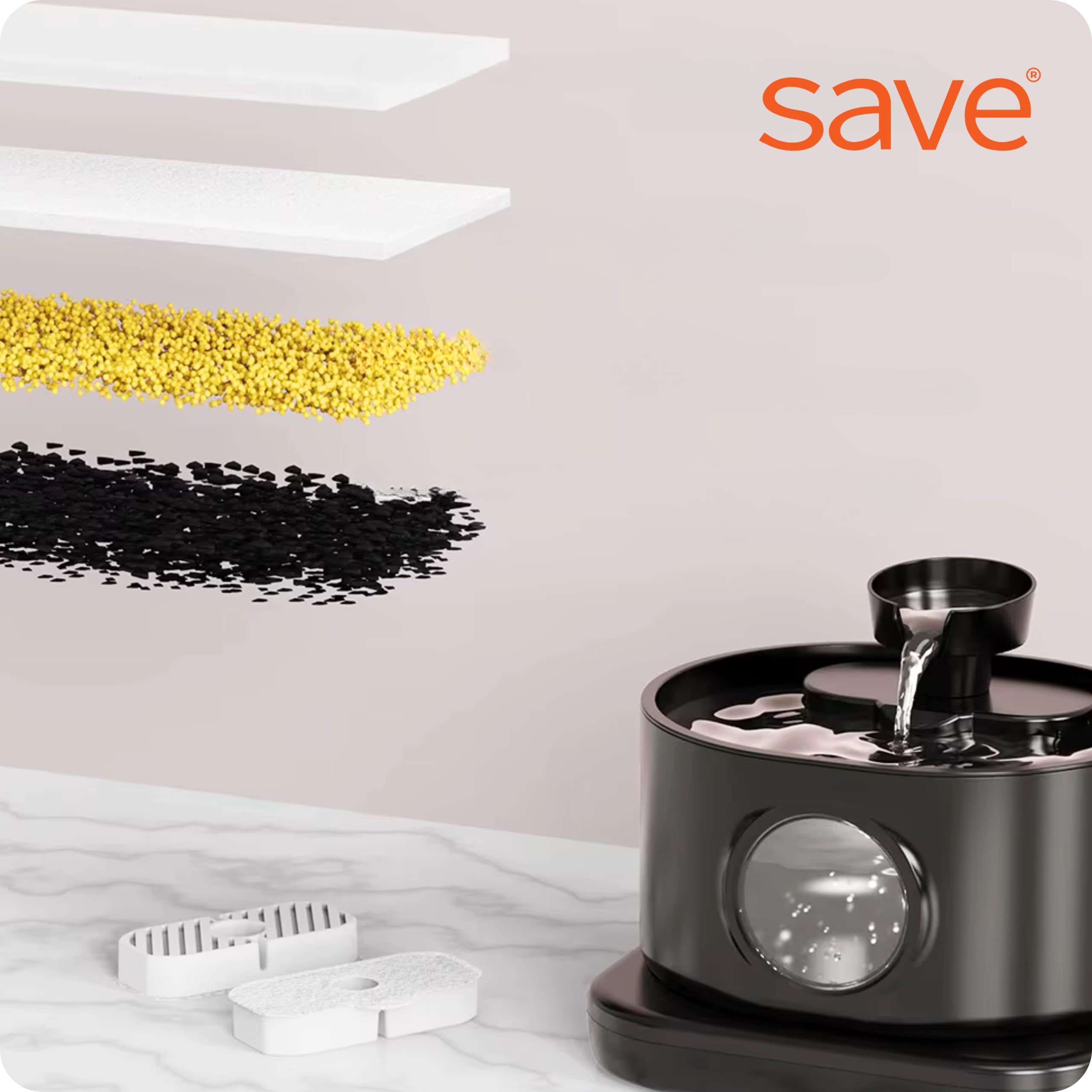 SAVE Fuente de agua automática para gatos y perros con capacidad de 2,8 l y sensor de movimiento, batería de 5200 mAh, filtro de carbón activo, fuente silenciosa para mascotas, USB-Tr