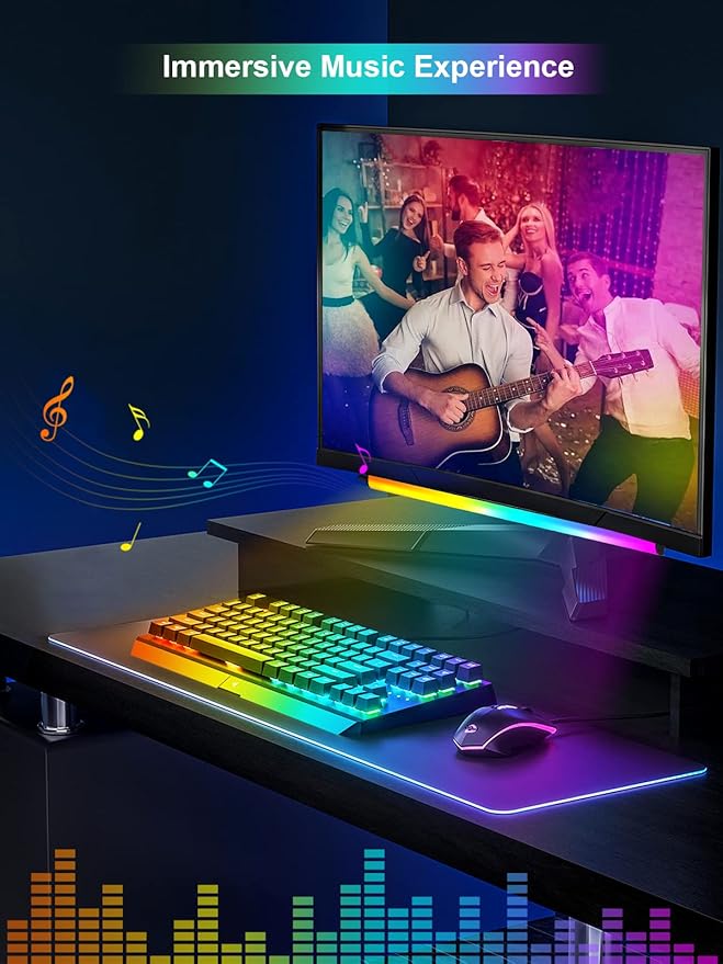 KANTUTOE Monitor Down Light Bar, RGB Screen Desk Light PC, Dimmable LED Dynamic Rainbow Effect, Adjustable Brightness, Speed and Music, Remote Control Color Change, for Game Room photo 3