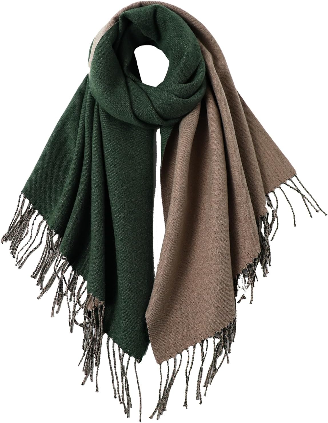 MaaMgic Women's Pashmina Shawl Large Soft Scarf Wraps Light Blanket Scarf for Evening Dress Warm Daily Travel Office,Turquoise Khaki