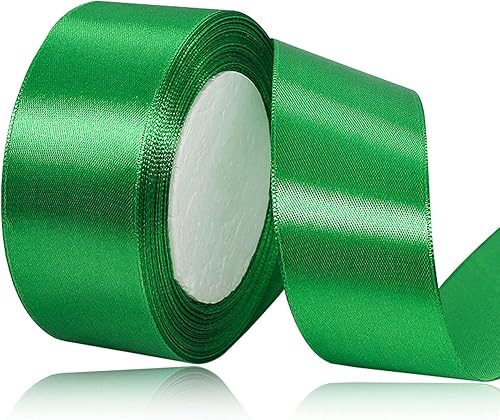 Cinta de satén verde de 1-12 pulgadas x 25 yardas, cinta de tela de color sólido para envolver regalos, manualidades, fabricación de lazos para el