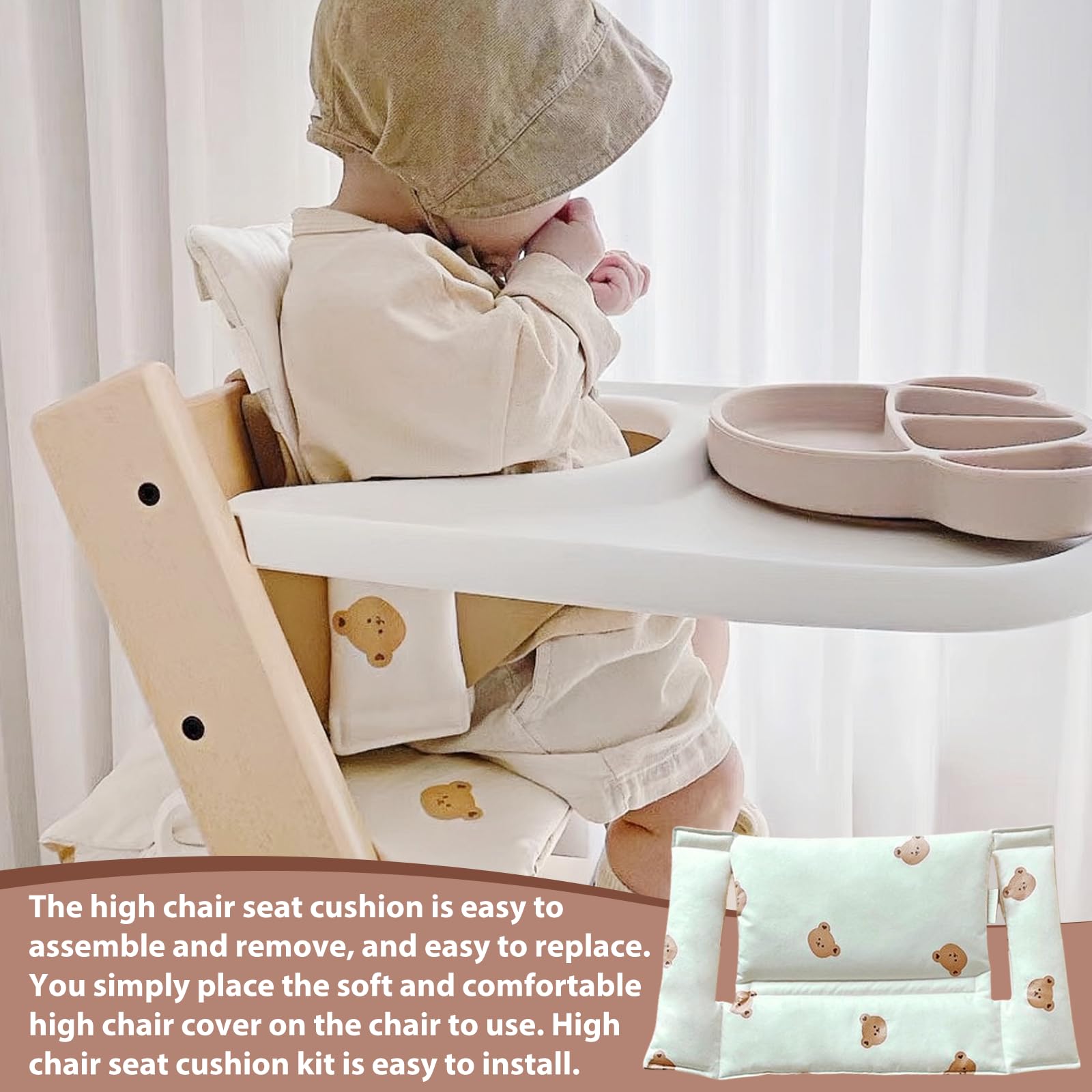 Cuscino per seggiolone Stokke Tripp Trapp: cuscino per seggiolone pappa impermeabile in 2 pezzi, cuscino per seggiolone morbido e rimovibile per neonati, facile da pulire, facile da attaccare