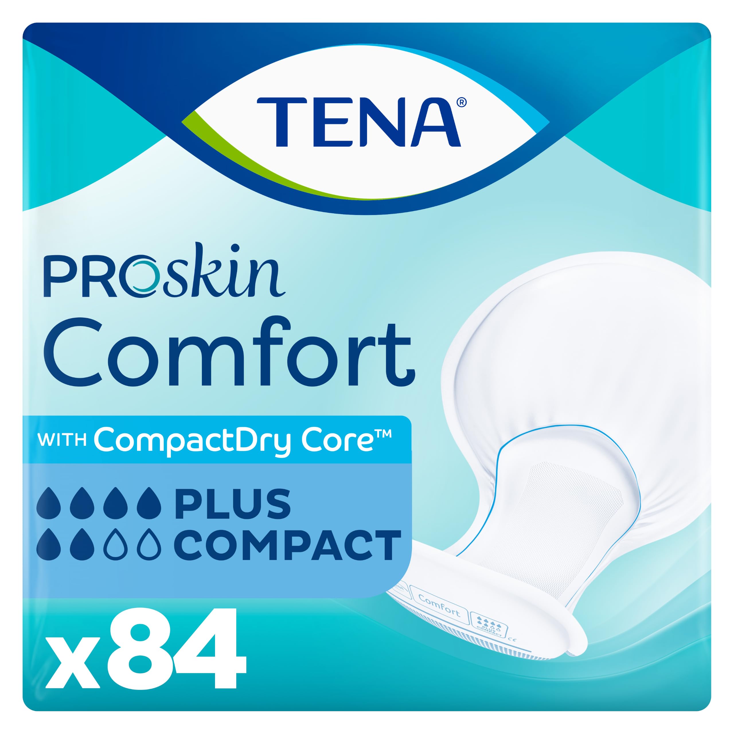 Tena ProSkin Comfort Pads Plus, 2 Packungen mit je 46 Stück.