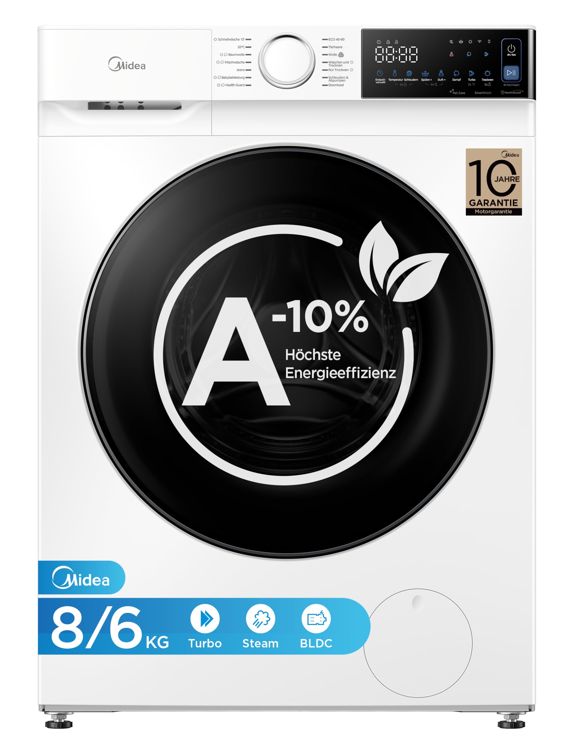 Midea Waschtrockner V5 Series 8/6 kg EEK A-10% Turbo Waschen &amp; Trocknen – Amazon Angebot
