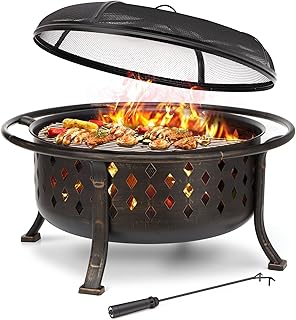 SINGLYFIRE Large Outdoor Wood Burning Fire Pit