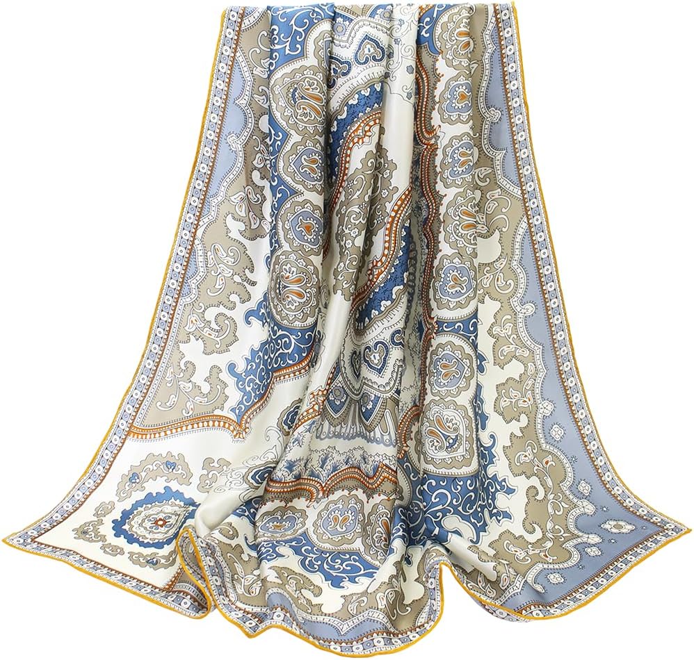 ANDANTINO 100% Silk Scarf 43" Large Square Lightweight Headscarf& Shawl–Women Hair Wraps-With Gift Packed