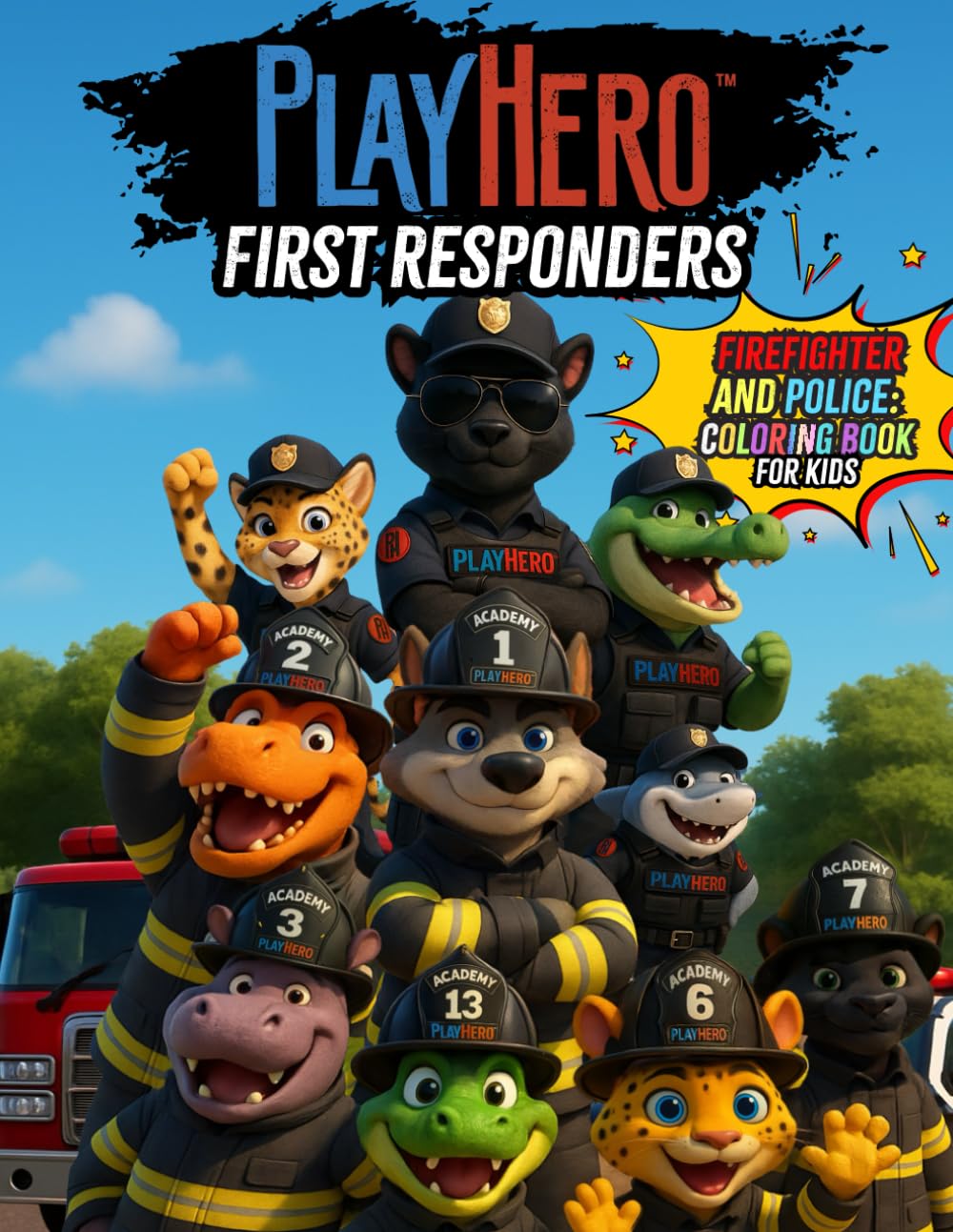PlayHero First Responders: Firefighter and Police Coloring Book For Kids