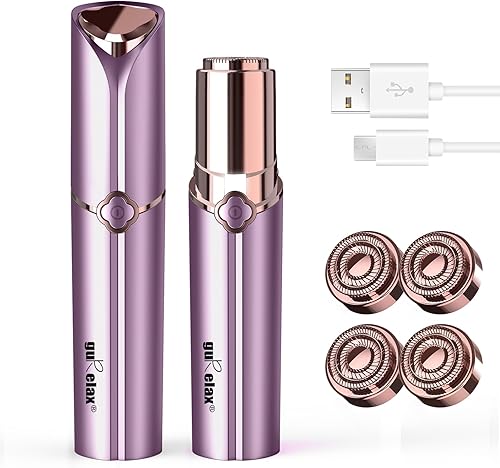 Miniatura 8 de Gurelax Depiladora de depilación para mujeres, depiladora facial recargable, depiladora y afeitadora eléctrica 2 en 1, cabeza chapada en oro de 18