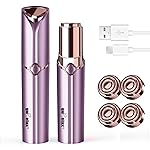 Facial Hair Removal for Women, Ladies Face Shaver(Rechargeable) for Chin Upper Lip Neck Armpits, Included 4 Replacement Heads, with a Velvet Storage Pouch