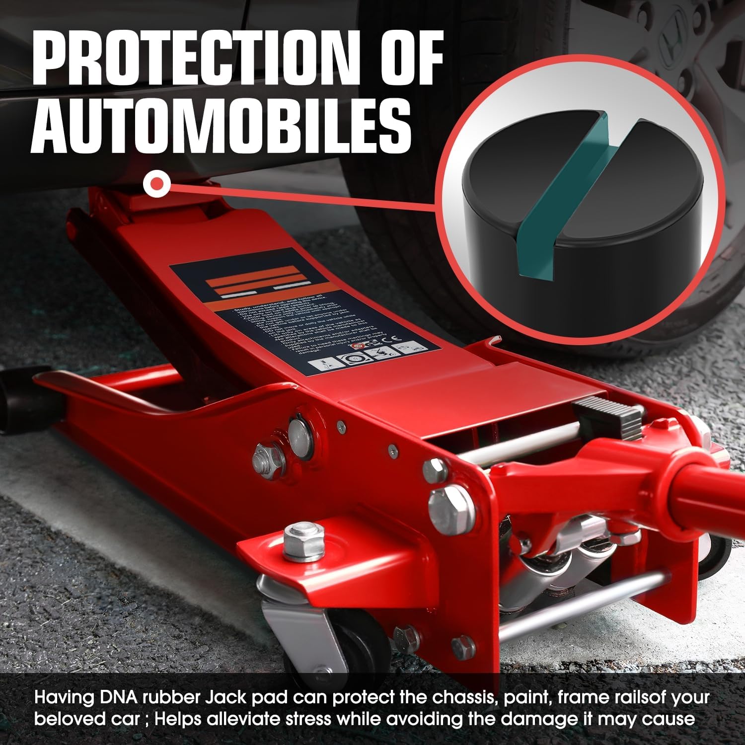 DNA Motoring 2pack Floor Jack Rubber Pad, Slotted Frame Rail Protector, Car Lifting Pads Universal Jack Pad Adapter for Floor Jack, TOOLS-00624